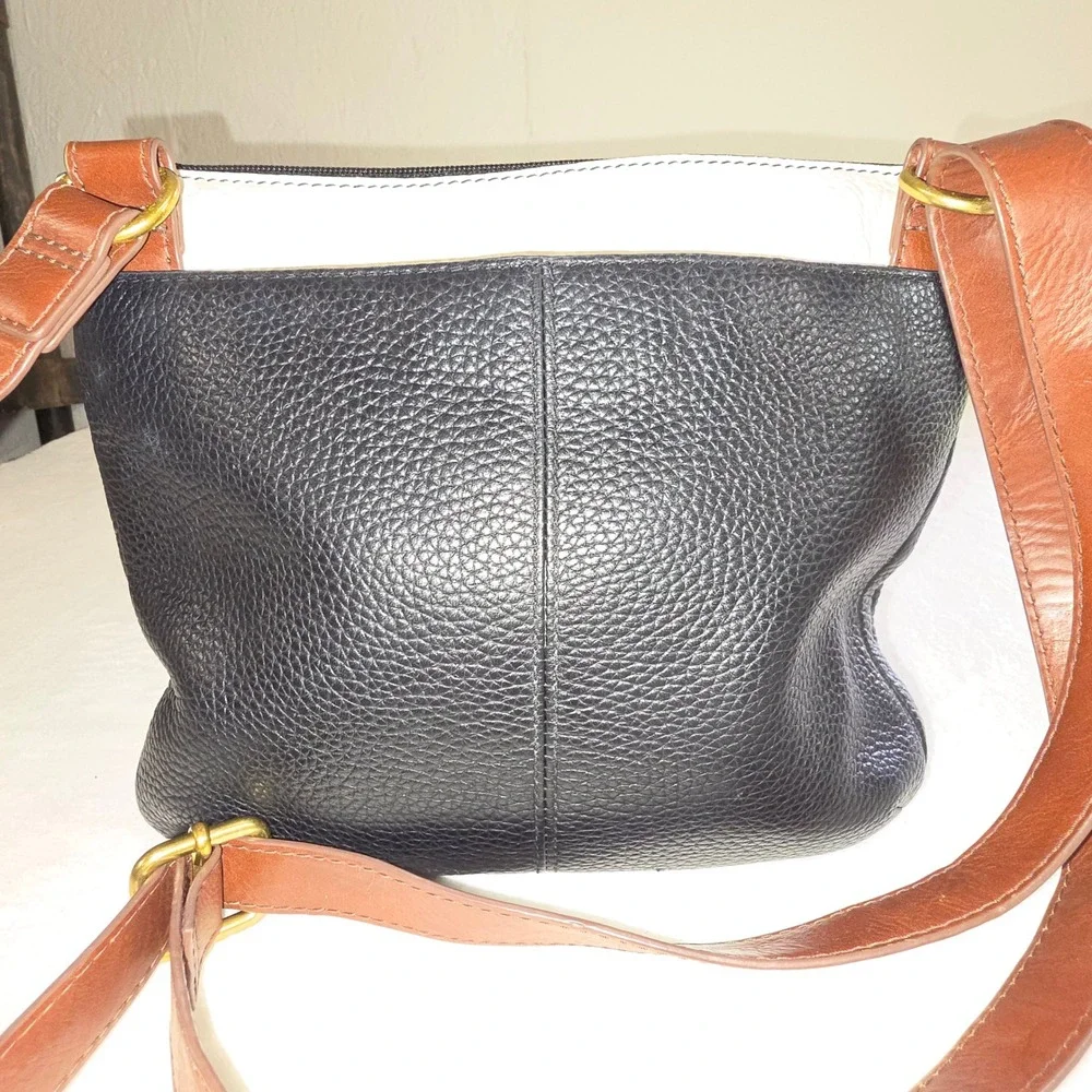 Fossil Colorblock Pebbled Leather‎ Crossbody Bag Black White Brown ZB7268